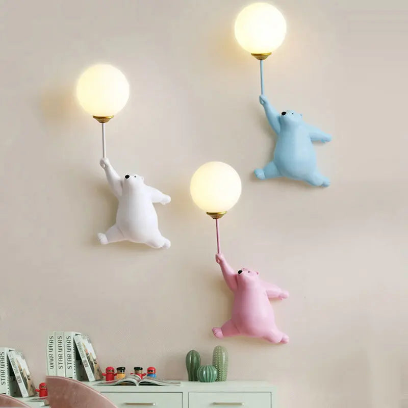 DecorBites™ Kids Bear Moon Wall Lamp | 3D Printed Bedroom Interior Light