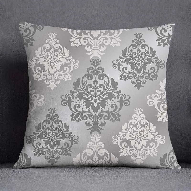 DecorBites™ Geometric Floral Print Lumbar Pillow Case 45X45cm Sofa Cushion Cover