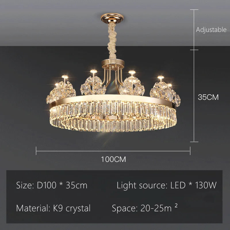 DecorBites™ Luxe Crystal Ceiling Chandelier - Elegant Home Decor Hanging Light for Living Room