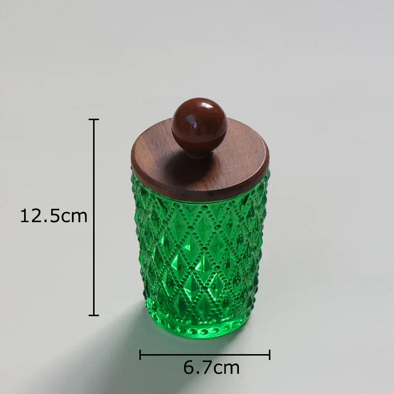 DecorBites™ Ceramic Ball Storage Jar with Walnut Lid for Jewelry and Accessories
