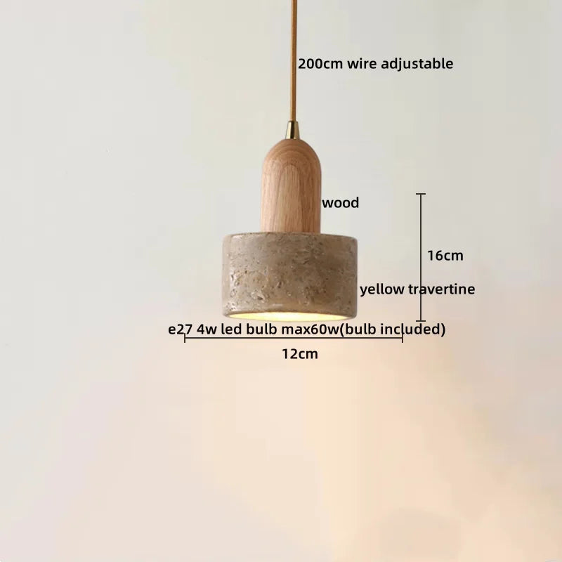 DecorBites™ LED Hanging Lamp: Yellow Travertine Japanese Style Pendant Light for Home Decoration