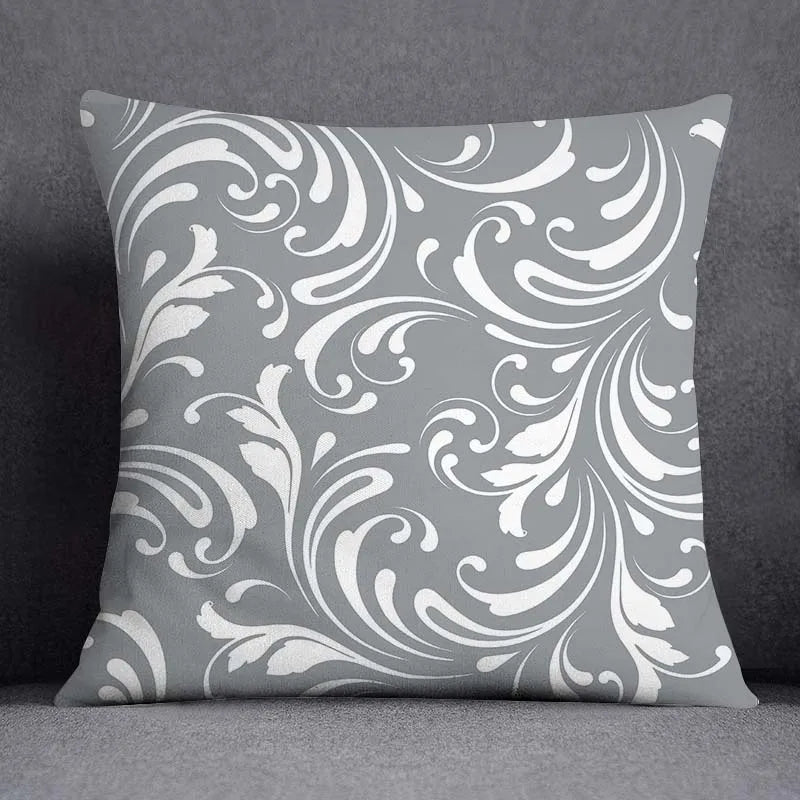 DecorBites™ Geometric Floral Print Lumbar Pillow Case 45X45cm Sofa Cushion Cover