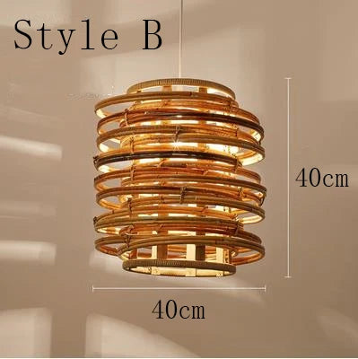 DecorBites™ Bamboo Birdnest Pendant Light for Dining Room, Handmade Wicker Lamp for Kitchen Bar & Living Room