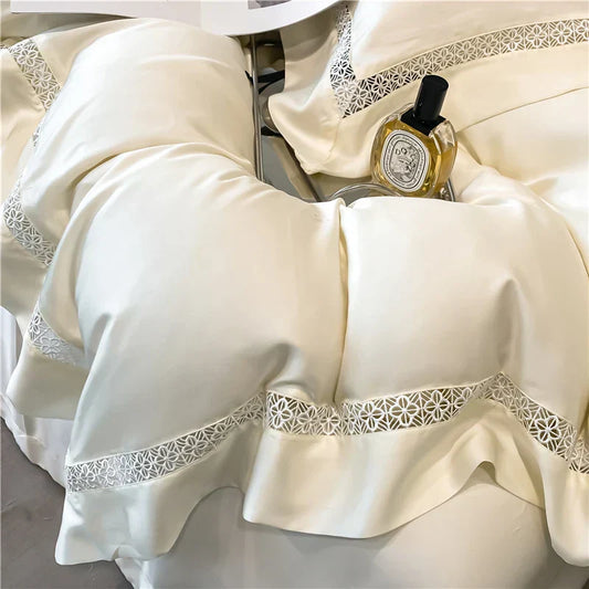 DecorBites™ Eucalyptus Fiber Lace Bedding Set for Soft, Silky & Cool Skin-friendly Comfort