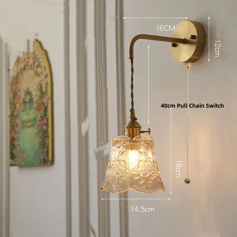 DecorBites™ Glass Clear LED Wall Light Fixture, Modern Copper Wall Lamp