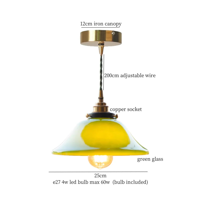 DecorBites™ Green Glass LED Pendant Lamp for Living & Dining Room Decor