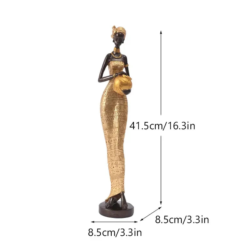 DecorBites™ Black Woman Resin Figurine: Exotic Decor for Home Living Room, Bedroom, Desktop