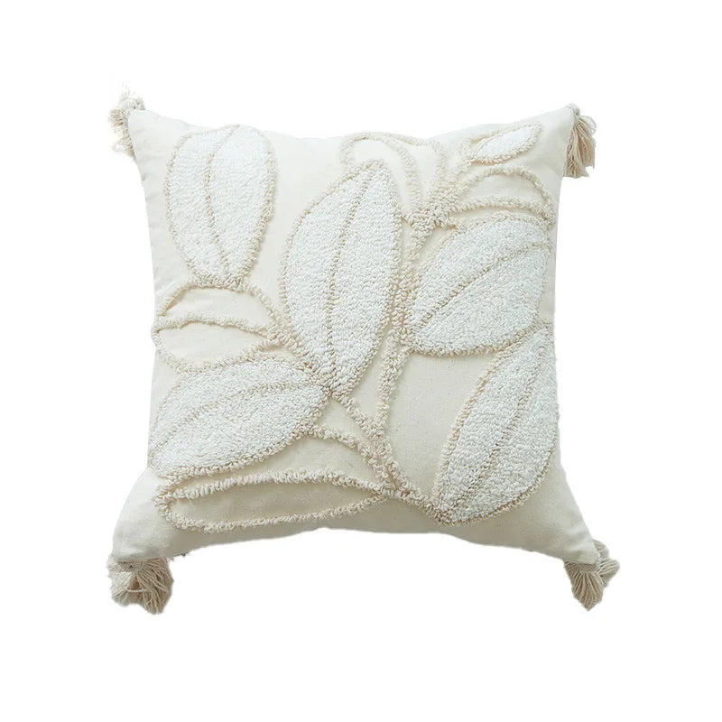 DecorBites™ Geometric Tufted Tassel Cushion Cover Cotton Canvas Fall Pillow Cover