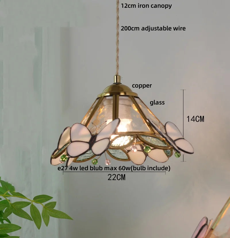 DecorBites™ Butterfly Tiffany Glass Pendant Lamp Modern Nordic LED Hanging Light