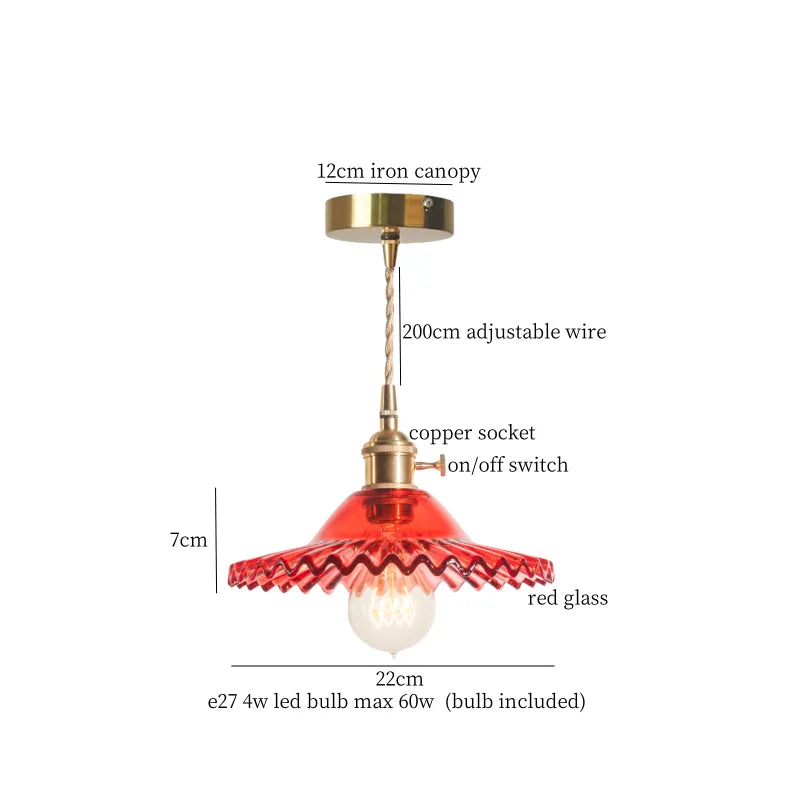 DecorBites™ Brass Glass LED Pendant Lamp for Cafe Bar Restaurant Bedroom Loft