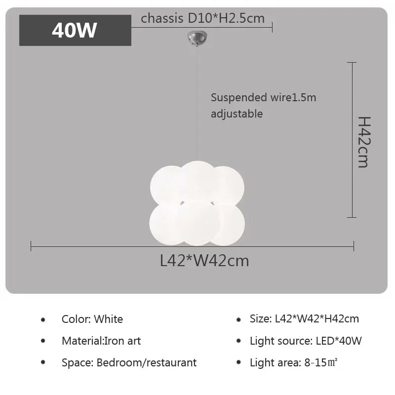 DecorBites™ Glass Ball Milky White Chandelier for Home Decor Fixture