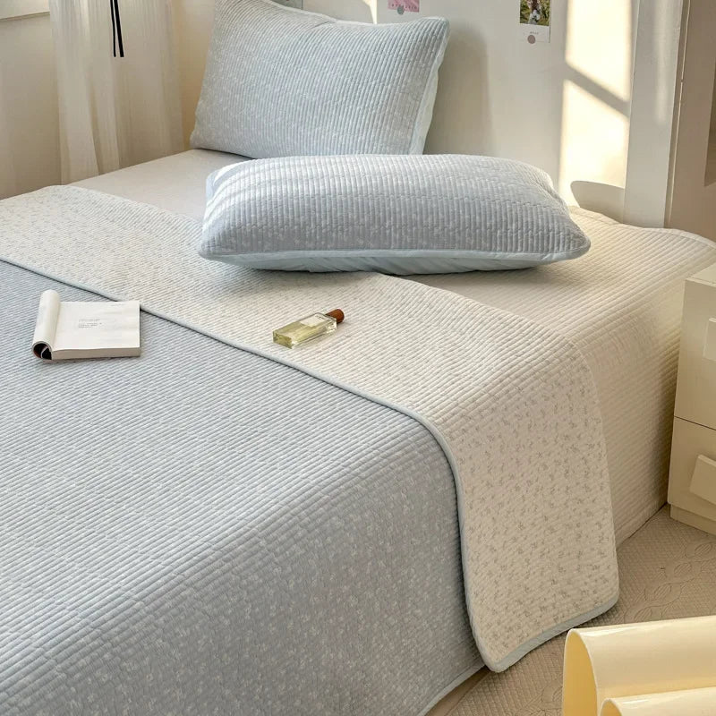 DecorBites™ Double-Sided Cotton Bed Cover Quilted Tatami Mat, Soft & Anti-Slip Mattress