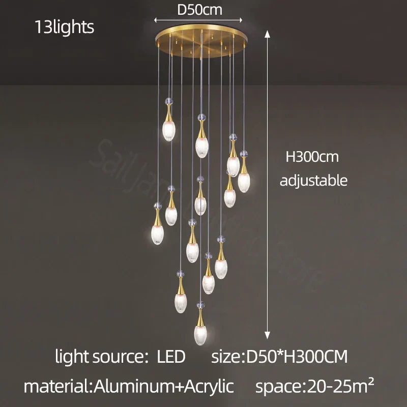 DecorBites™ LED Luxury Chandelier for Living Room Hall Dining Kitchen - Modern Double Staircase Lighting