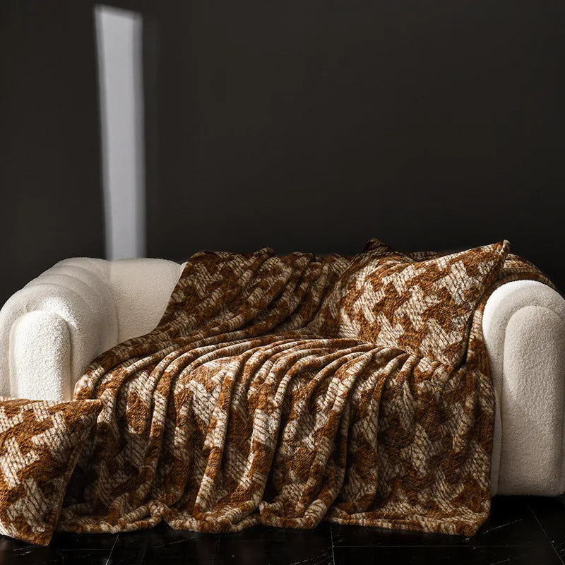 DecorBites™ Cosy Faux Rabbit Plush Blanket in Milk Velvet for Single Sofa Decoration & Napping