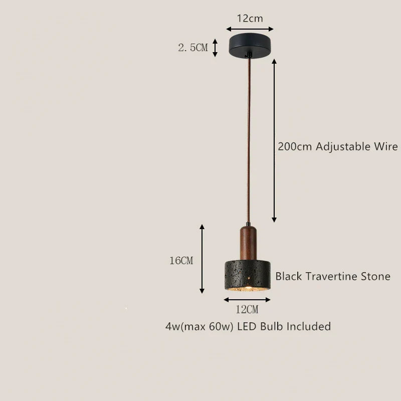 DecorBites™ Black Travertine LED Pendant Lamp for Dining Living Room Bedroom and Cafe