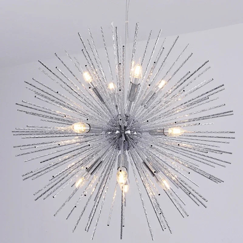 DecorBites™ Geometric Starburst Chandelier: Modern LED Ceiling Lighting for Living Room & Restaurant