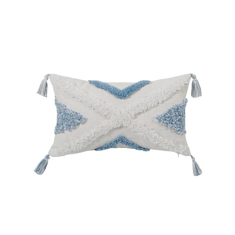 DecorBites™ Blue Geometric Tufted Long Waist Pillowcase Set, 30x100cm
