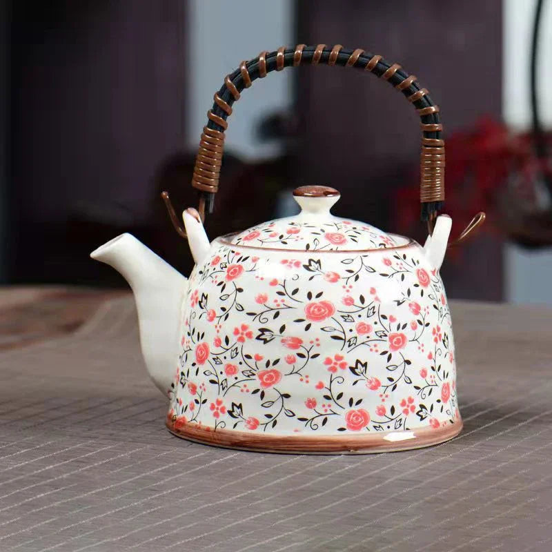 DecorBites™ Blue and White Porcelain Teapot 900ml Clay Heated Kettle Puer Tea Cup Set