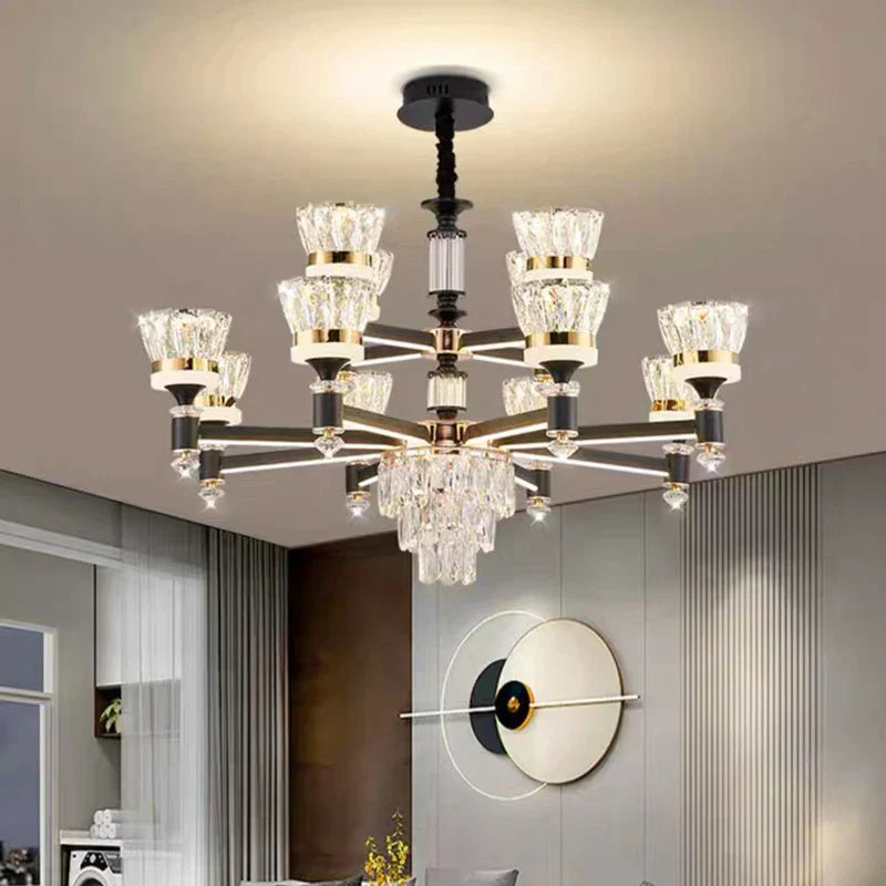DecorBites™ Crystal Chandelier Pendant Light for Living and Dining Room Luxury Home Decor