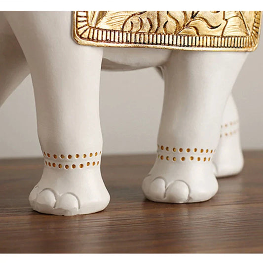 DecorBites™ Elephant Sculpture Figurine for Shelf, Desk, Home Decor - Resin Statue Housewarming Gift