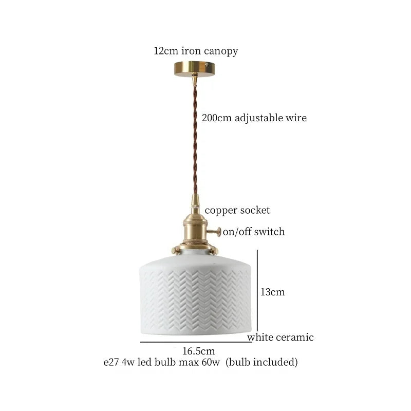 DecorBites™ Ceramic LED Hanging Lamp Japenese Style Pendant Lighting for Home Deco