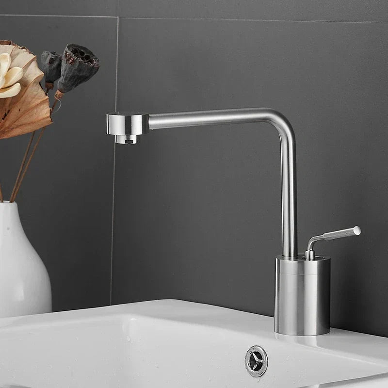 DecorBites™ Brushed Gold Kitchen and Bathroom Faucet Swivel Sink Water Crane, Hot Cold Basin Faucet