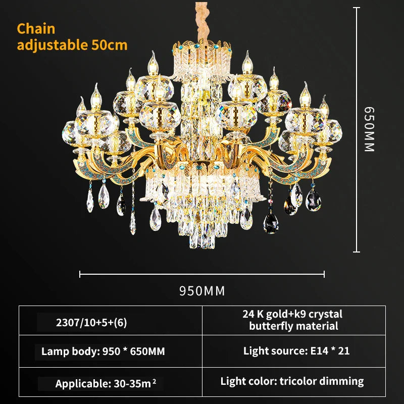 DecorBites™ Crystal Living Room Chandelier: Elegant Lighting for Home, Hotel, Club