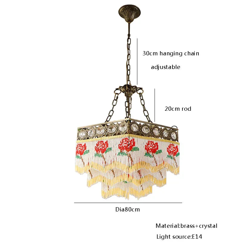 DecorBites™ Black Rose Tassel Pendant Lights, Classic Retro Lustres for Living Room