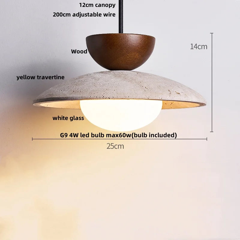 DecorBites™ LED Wood Pendant Light Fixture Wabi Sabi Hang Lamp for Living Room