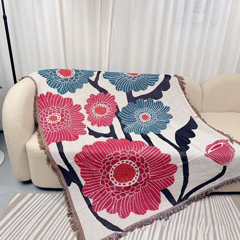 DecorBites™ Geometric Knitted Tassels Throw Blanket