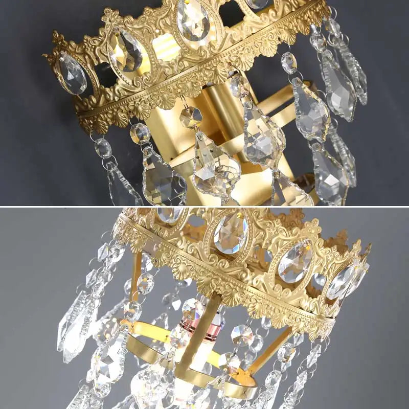 DecorBites™ Copper Crystal Chandelier: Modern Nordic LED Lighting for Home Decor
