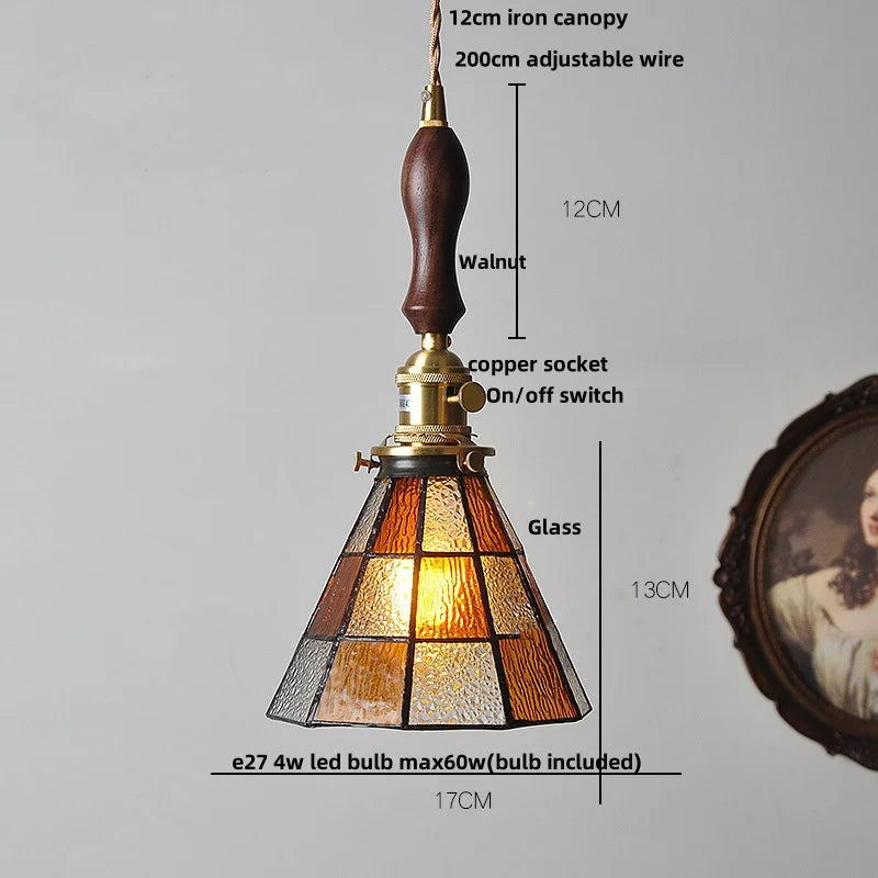 DecorBites™ Glass LED Pendant Lamp: Handmade Japanese Style Adjustable Hanging Light Fixtures