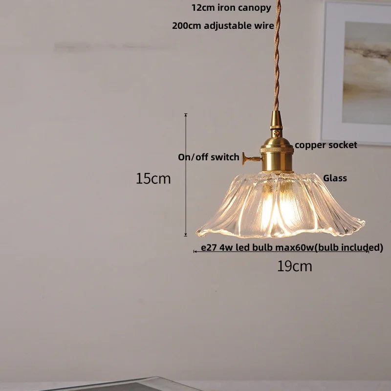 DecorBites™ Amber Flower Glass Pendant Light LED Kitchen Decor Home Reading Room