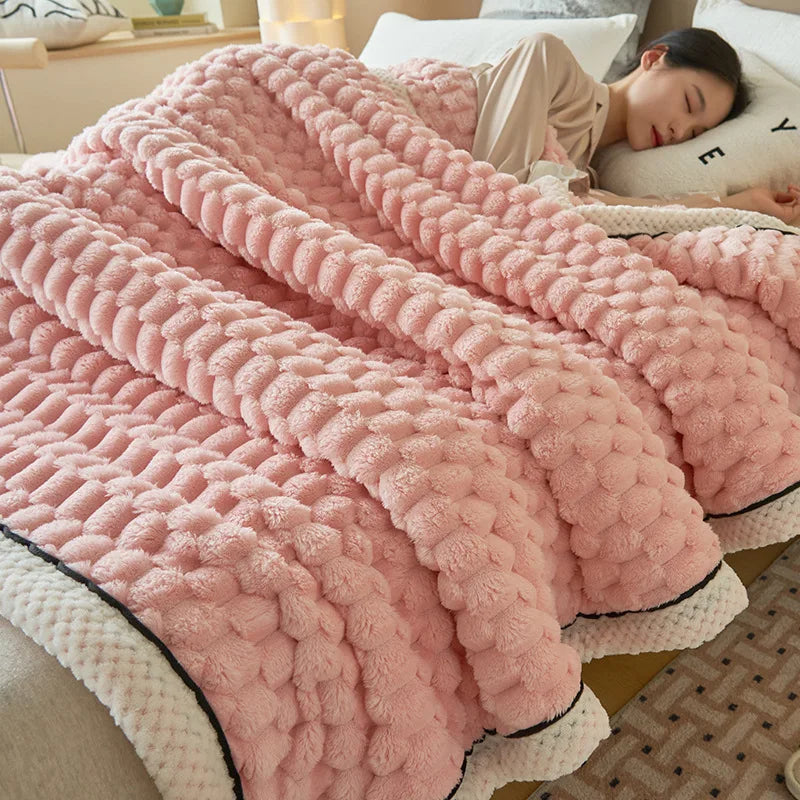 DecorBites™ Cozy Coral Fleece Bed Blanket - Soft, Warm, & Comfortable for Autumn/Winter