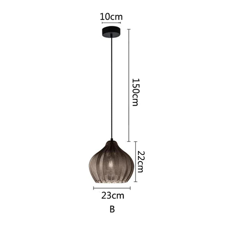 DecorBites™ Amber Glass Pendant Lights for Kitchen, Restaurant, Bedroom - E27 Luminaires