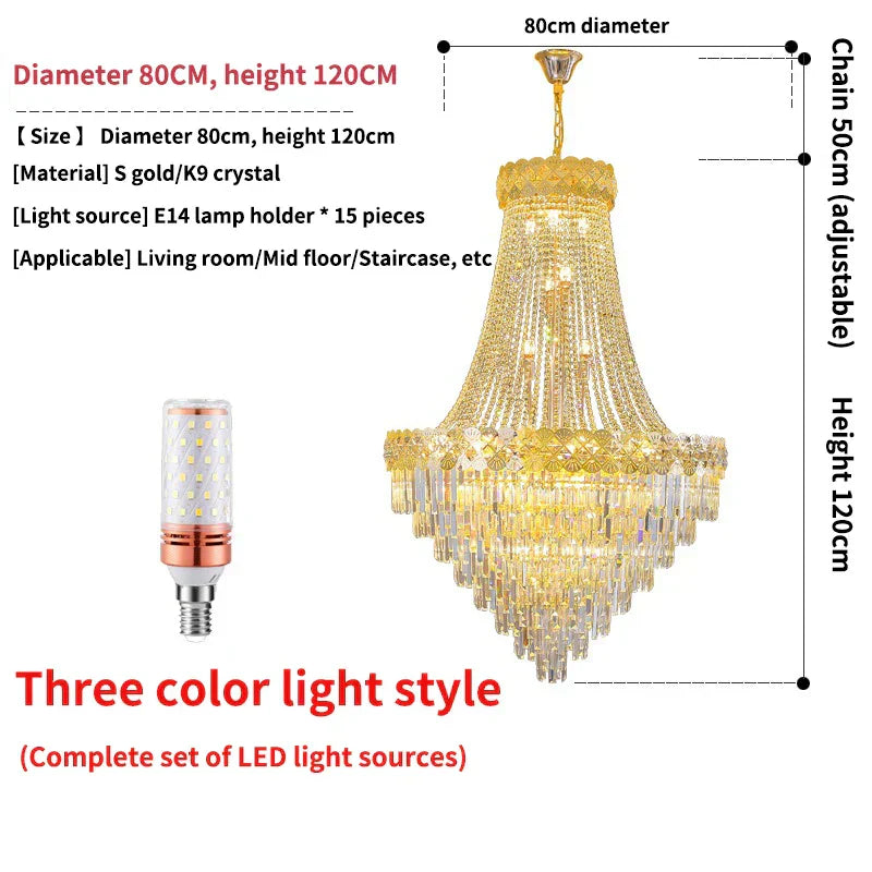 DecorBites™ Crystal Chandelier for Duplex & Villa Living Rooms