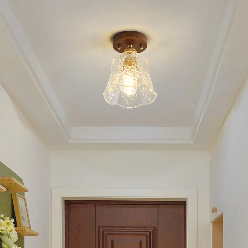 DecorBites™ Glass LED Ceiling Lamp Copper Walnut Modern Living Room Lighting Fixtures