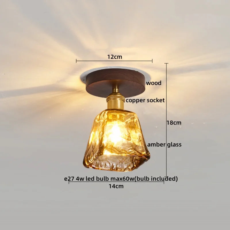 DecorBites™ Glass Copper LED Ceiling Lamp Modern Style for Home Decor and Restaurant