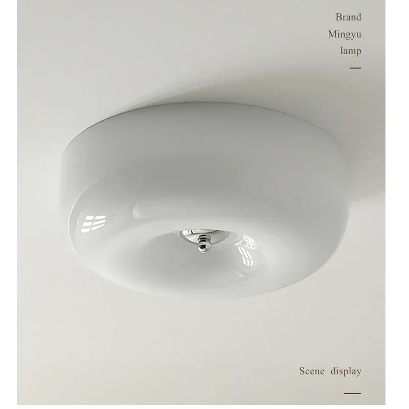 DecorBites™ Cream Bauhaus Style Ceiling Lamp for Bedroom with Medieval French Glass