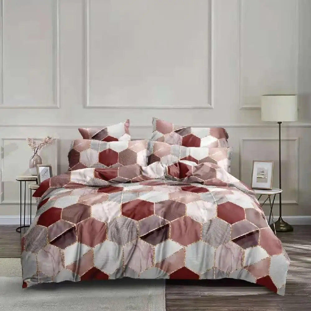 DecorBites™ Honeycomb Marble Patterned Bedding Set, Luxurious Duvet Cover with Pillowcase