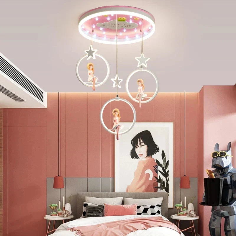 DecorBites™ Cartoon Princess Chandelier: Modern Kids Room Decor