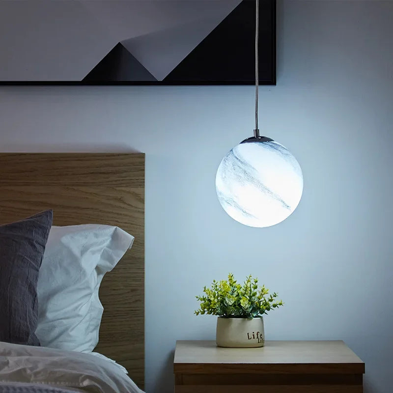 DecorBites™ Children's Planet Earth Pendant Lamp: Acrylic Space Star Theme LED Hanging Light