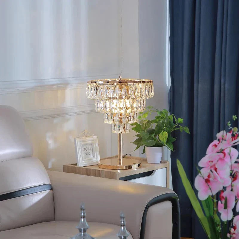 DecorBites™ Crystal Bar Table Lamp Luxury Dimmable 2700K Desk Light Elegant Home Decor