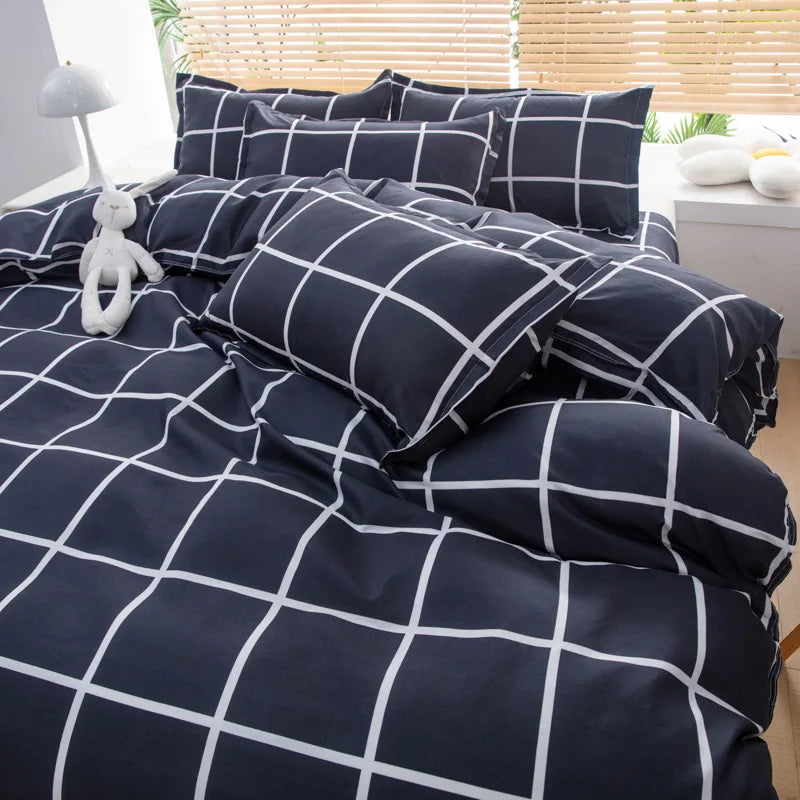DecorBites™ Cartoon Print Bedding Set: Breathable Duvet Cover, Bed Sheet, Pillowcases - Double & Single Sizes