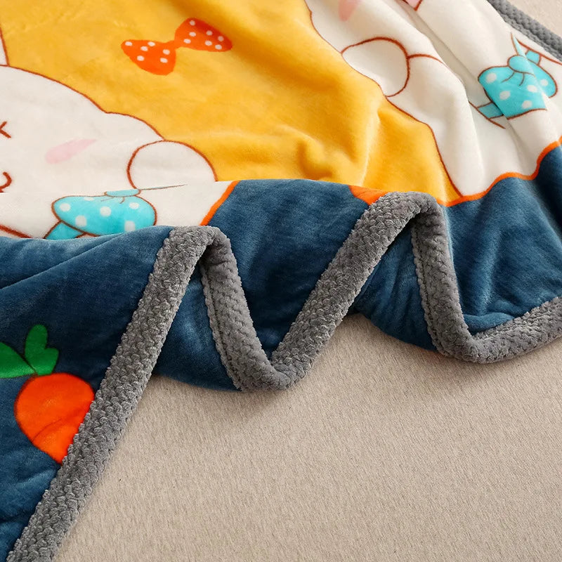 DecorBites™ Cartoon Flannel Blanket: Soft & Skin-Friendly for Summer & Autumn Beds.