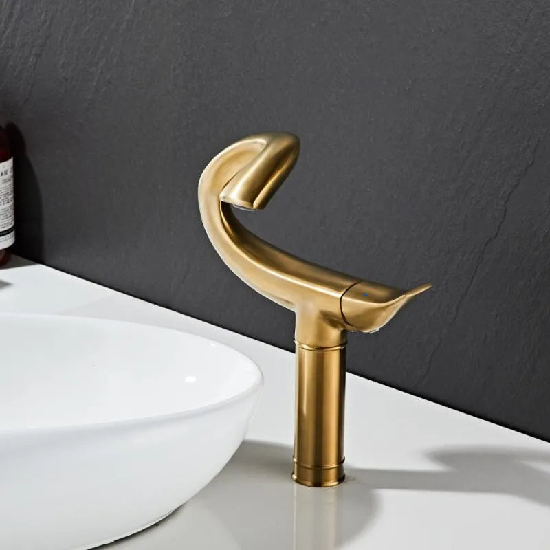 DecorBites™ Black Gold Brass Bathroom Faucet Mixer Sink Tap Deck Mounted Chrome Gray