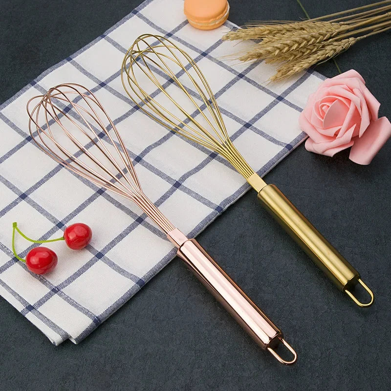 DecorBites™ Gold Steel Egg Beater Whisk Mixer Baking Set Home Kitchen Accessories