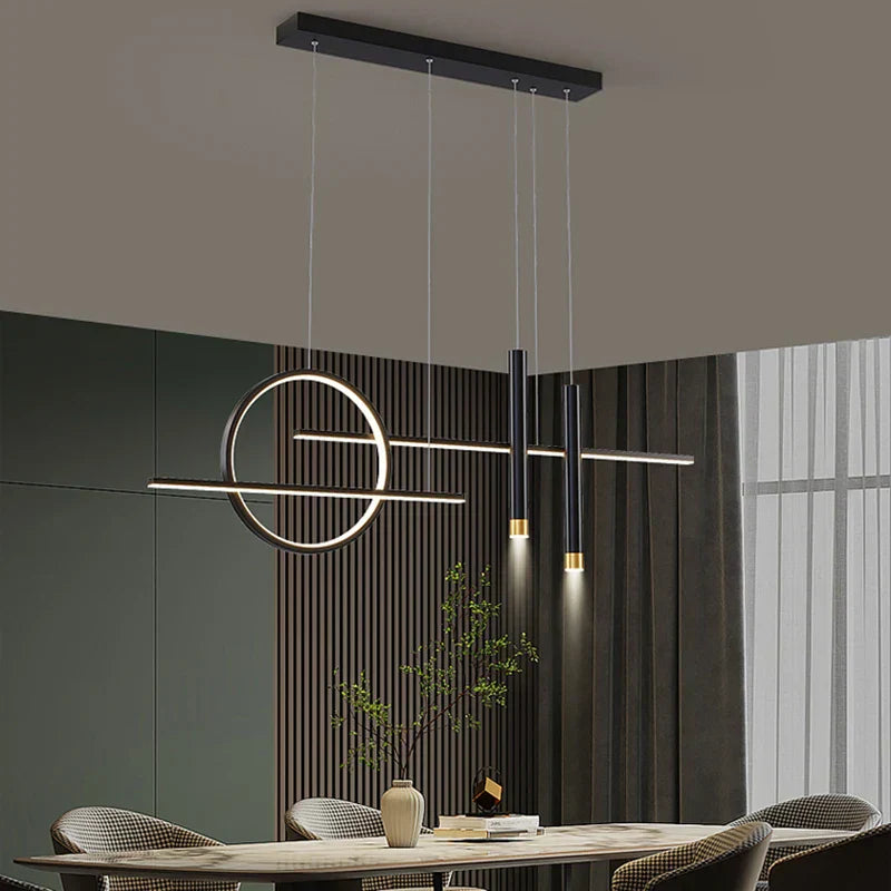 DecorBites™ Black LED Chandelier Pendant Light for Home Dining Kitchen Bar.