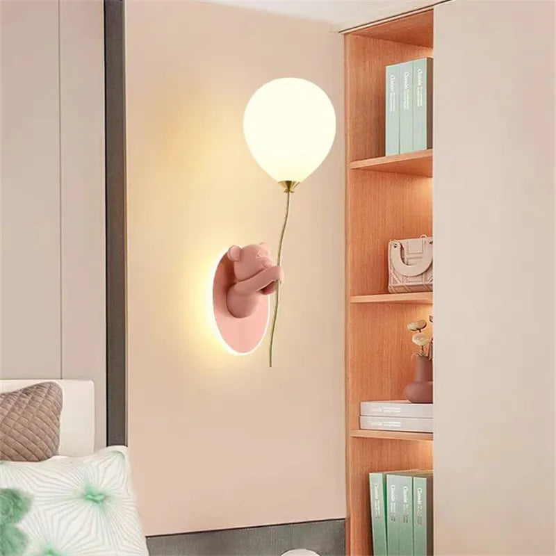 DecorBites™ Bear Balloon Wall Light: Kawaii Cartoon Lamp for Children's Room & Bedroom