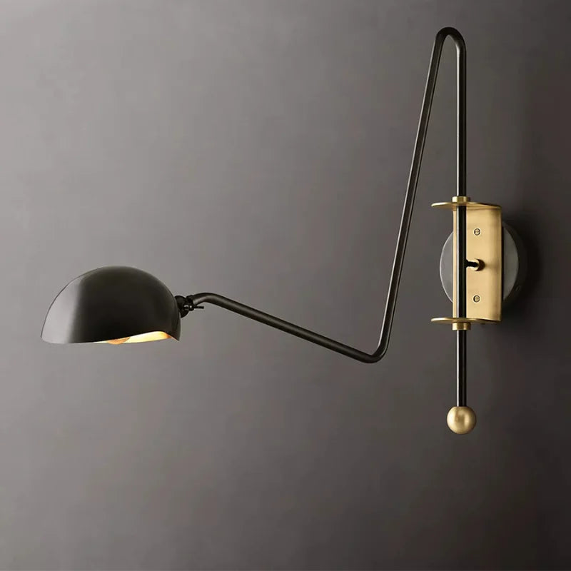 DecorBites™ Black/Gold Lustre Copper Swing Arm Wall Lamp for Modern Living Spaces